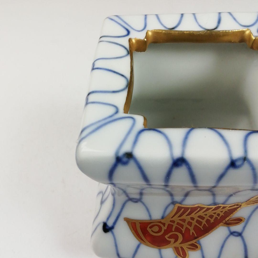 Ｗ１２４　蓋置　『色絵　網目』『高野昭阿弥 造』　共箱　茶道具