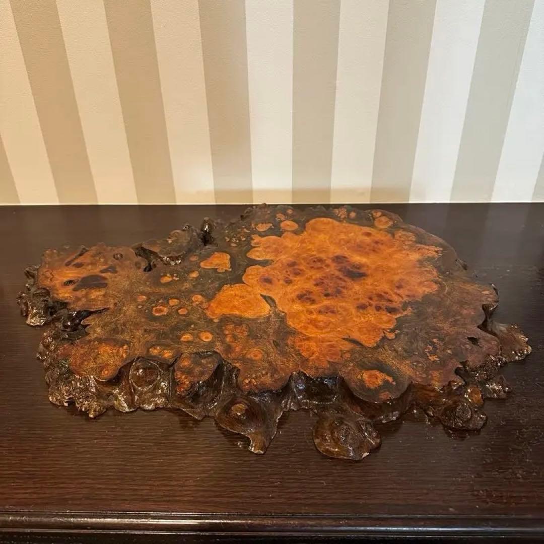 天然時代木　花梨　玉杢　花台　敷板　床飾り　置物　インテリア雑貨　玉杢花台