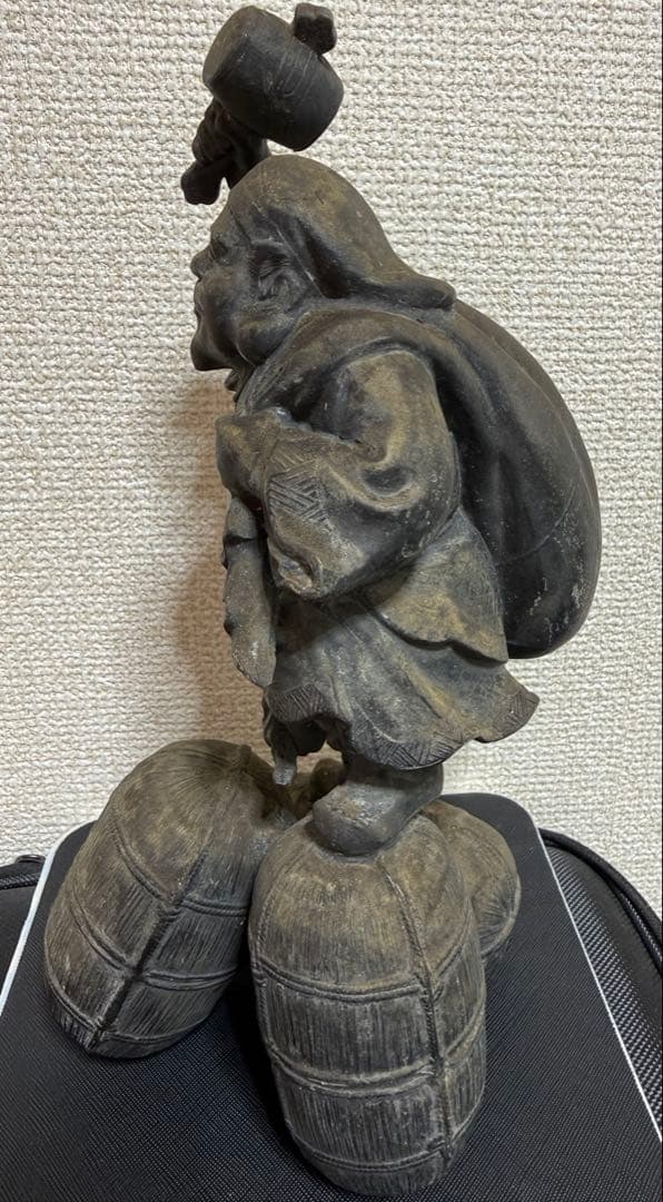 七福神 大黒天像 三俵 唐銅？材質不明 和風 置物 招福 縁起物 骨董 工芸