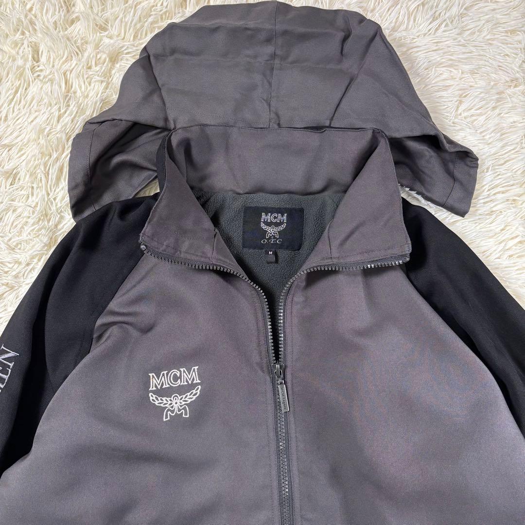 MCM ジャージ セットアップ ロゴ刺繍 フリース裏地 グレー M アーム刺繍