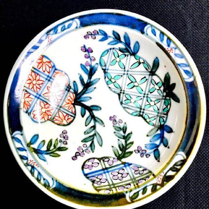 有田焼 5代 佐藤走波 66才 染錦辻が花文三寸お皿5枚セット