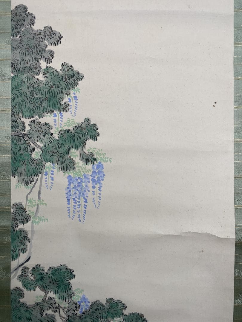 田村彩天 紫藤の鹿と祠宮図 石川県 寺崎広業師事 帝展 聖徳太子奉讃美術展 掛軸