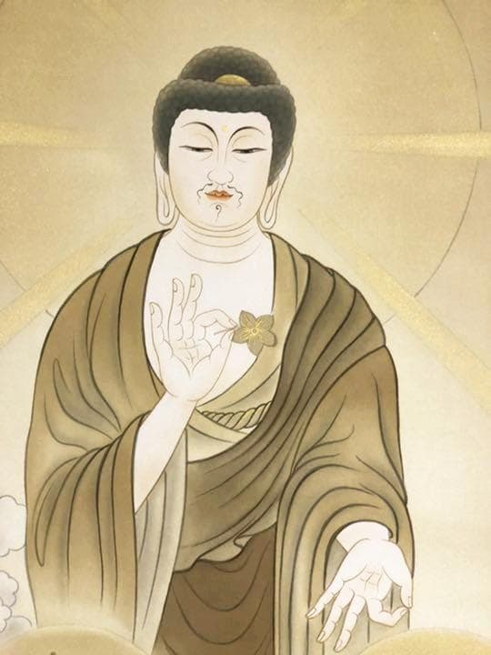 掛軸 無銘『阿弥陀三尊』佛画 仏画 豪華金襴表装 絹本 美品 箱付 掛け軸