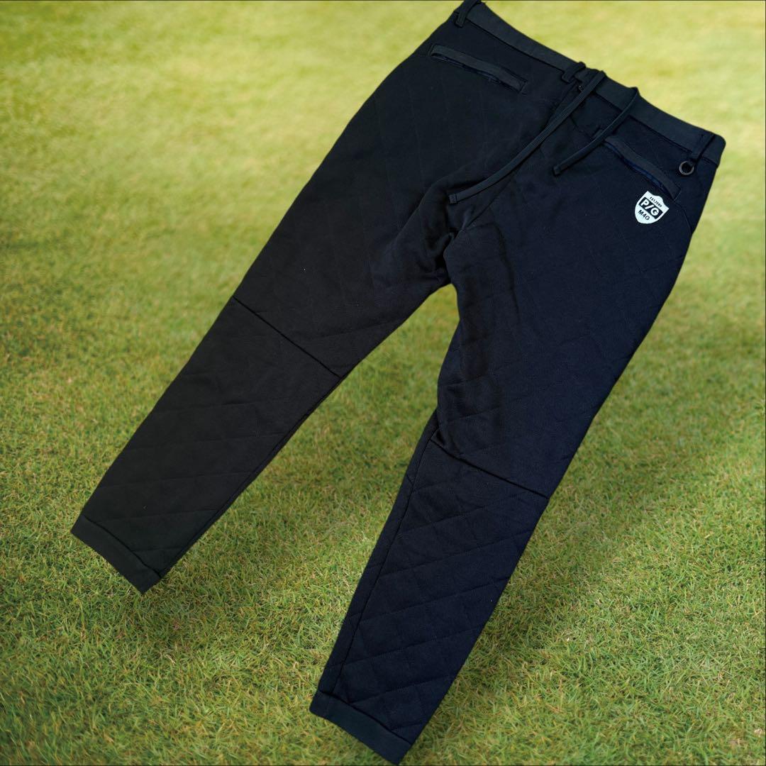 蓄熱　裏地付き　パーリーゲイツ　ジョガーパンツ　黒　キルティング　XXL〜4L