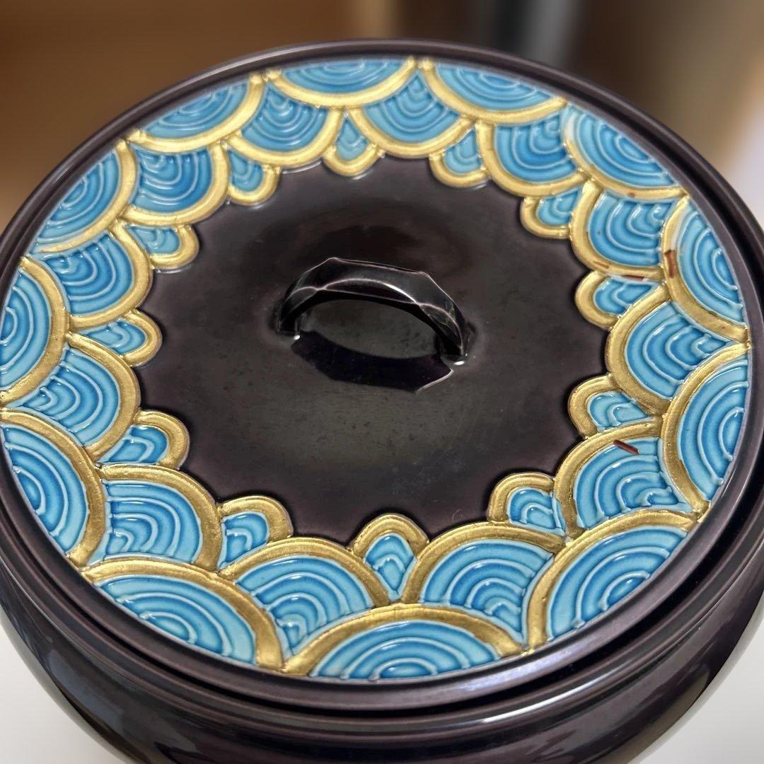 茶道具　皆具　中村翠嵐の紫交青海波　共箱