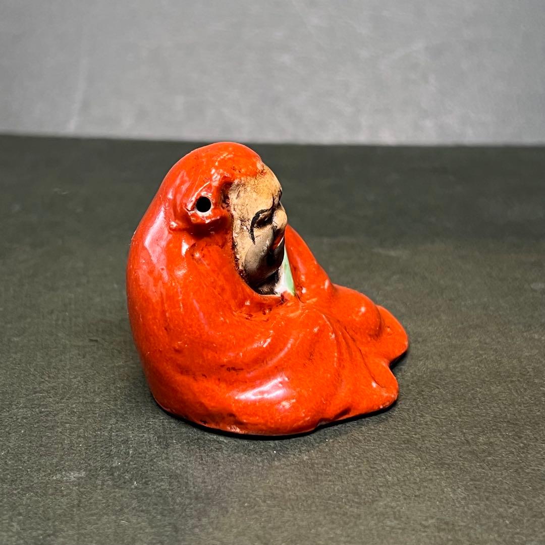 江戸後期〜明治期 古陶 達磨 水滴◎赤釉 だるま 書道具◎文房四宝◎古道具庵々