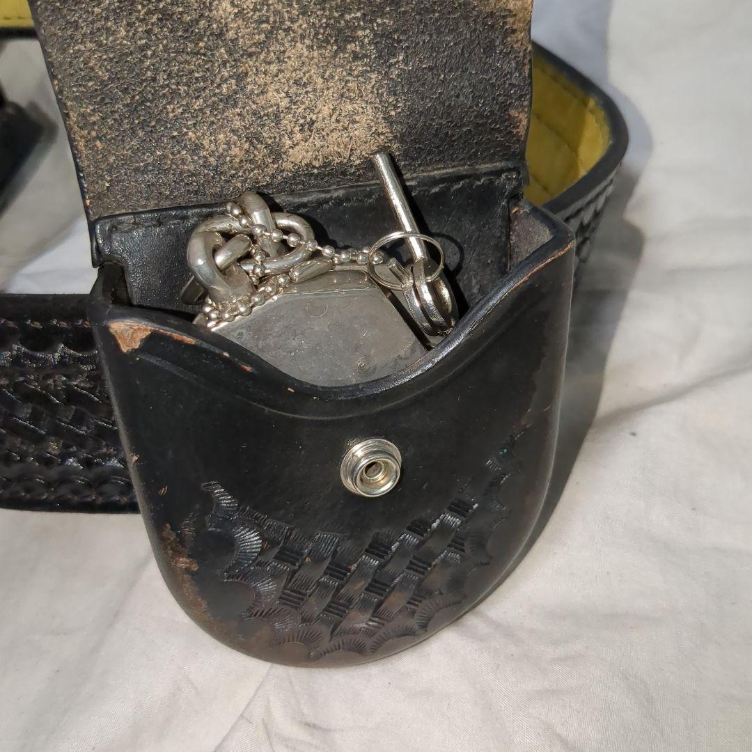 USポリス バスケット織り レザーガンベルト一式　オール実物