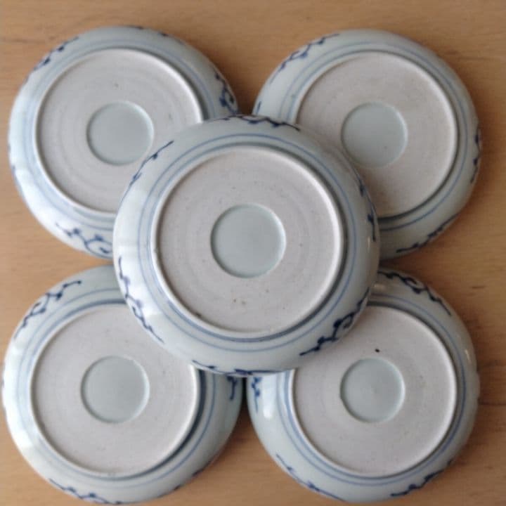 古伊万里染付雲竜檜垣文なます皿江戸時代五客セット