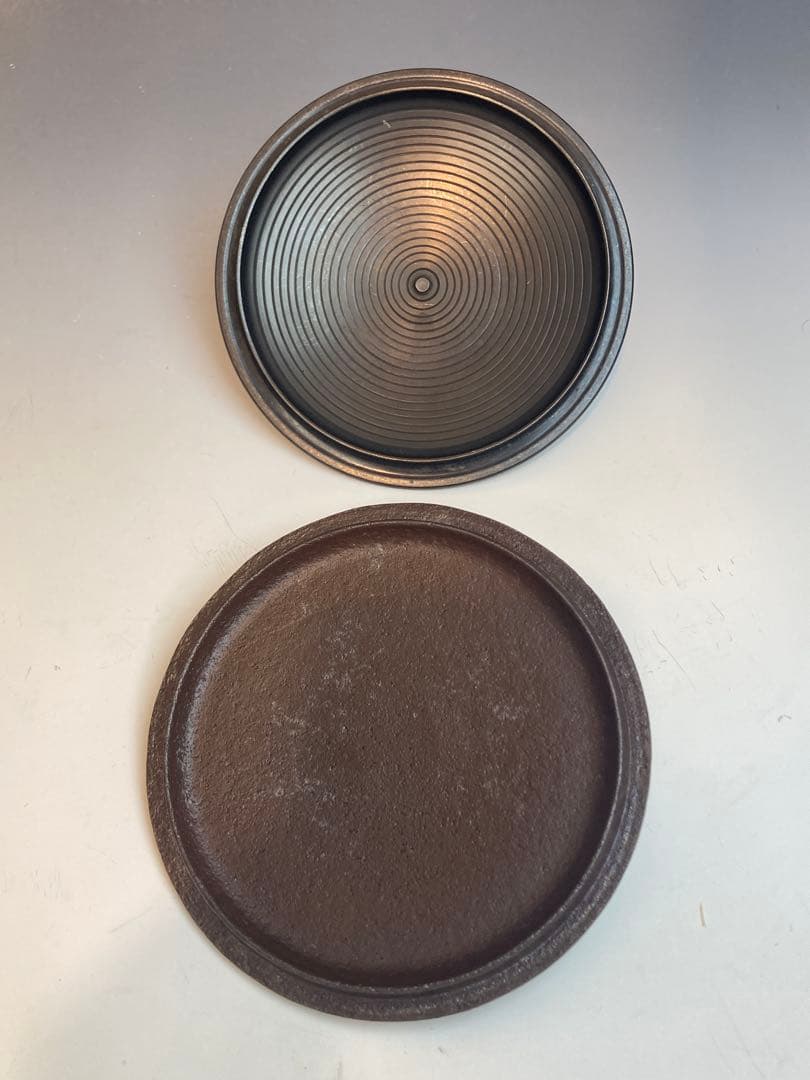 釜師 佐藤浄清 作 裏鏊釜 替蓋添 端立付 共箱 茶道具 茶釜