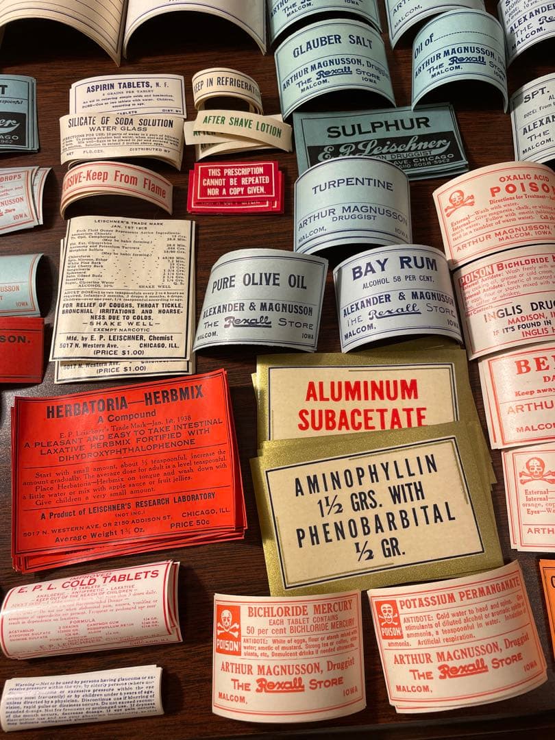 海外　ファーマシーラベル　75種各一枚計75枚　➕薬袋一枚　✖️3ラベル