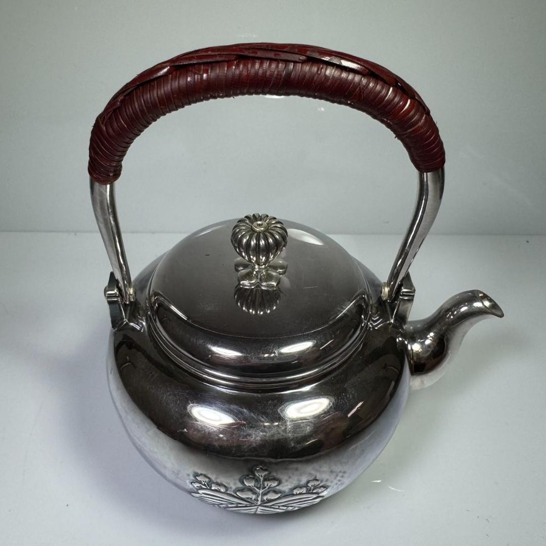 純銀製 急須 菊摘 銀瓶 煎茶道具 湯沸 純銀保証