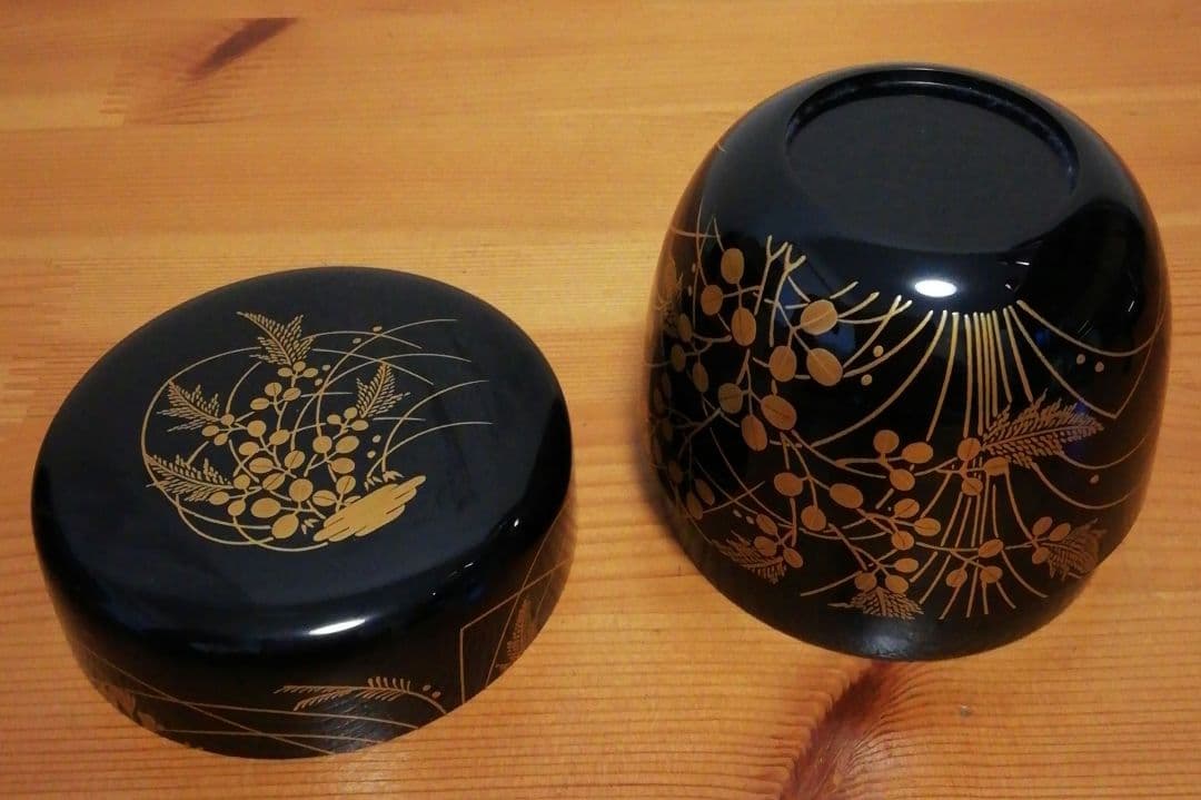 尋牛斎書付　春象作　秋の野　蒔絵　棗　共箱　共布　二重箱　茶道具