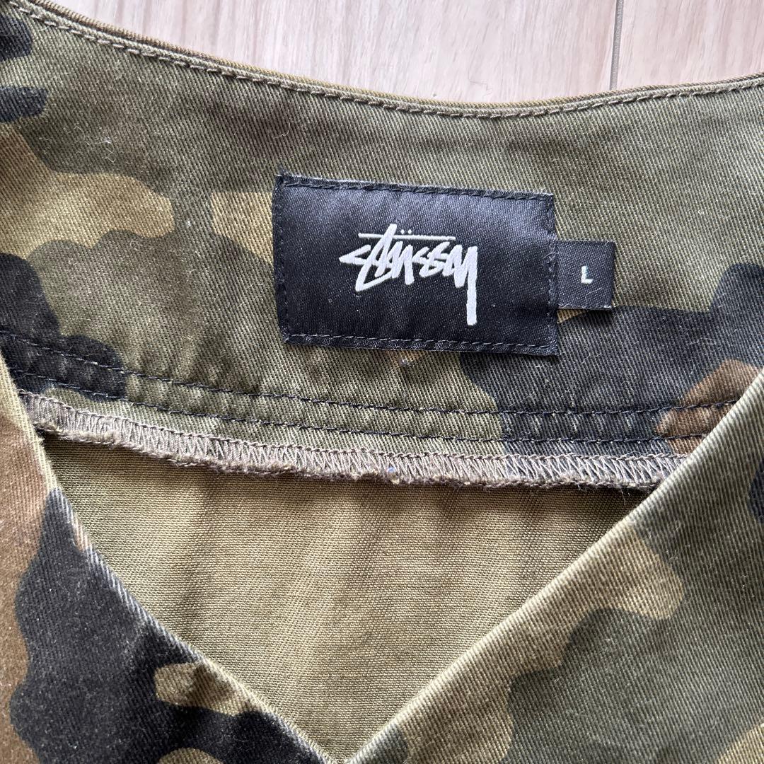 STUSSY カモフラージュ ベースボールシャツ Lサイズ