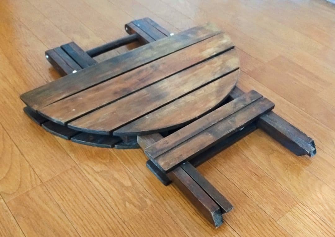 木製折りたたみ円卓 ダークブラウン 直径60cm