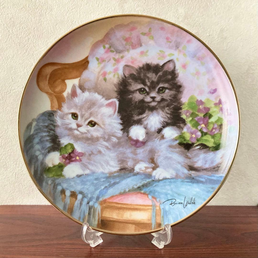 猫　プレート　皿　装飾　ヴィンテージ