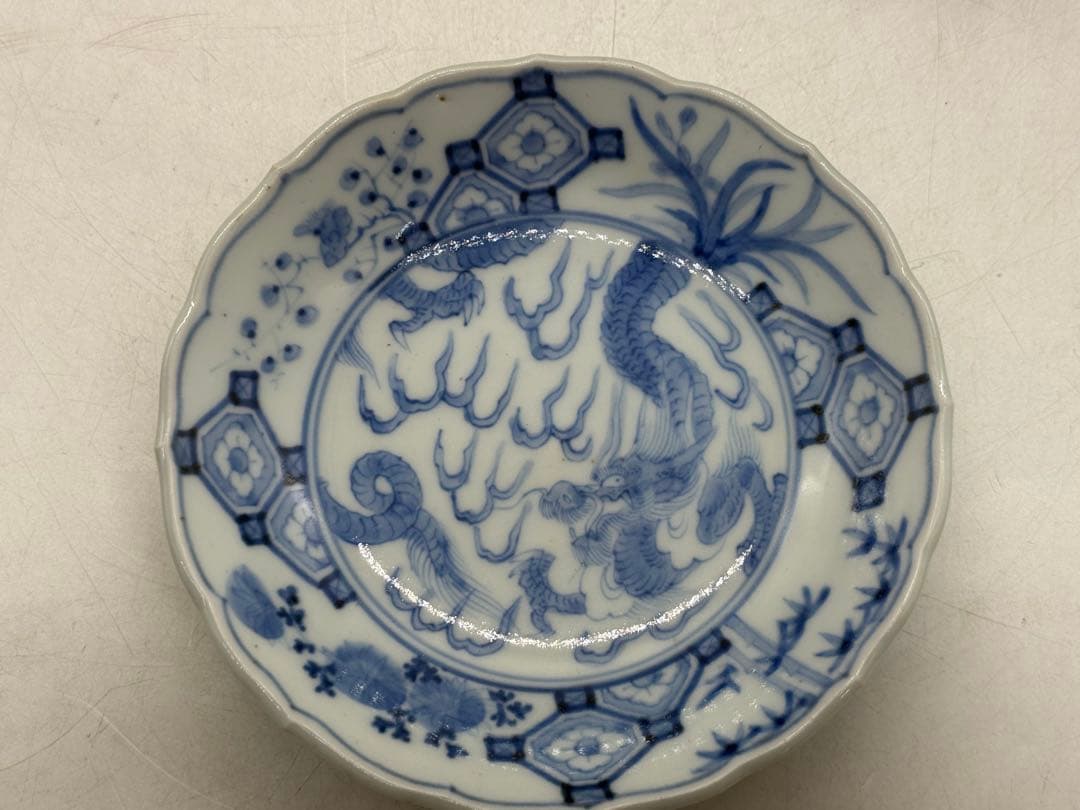 染付　龍紋小皿4点　梅蘭竹菊　送料込み260118