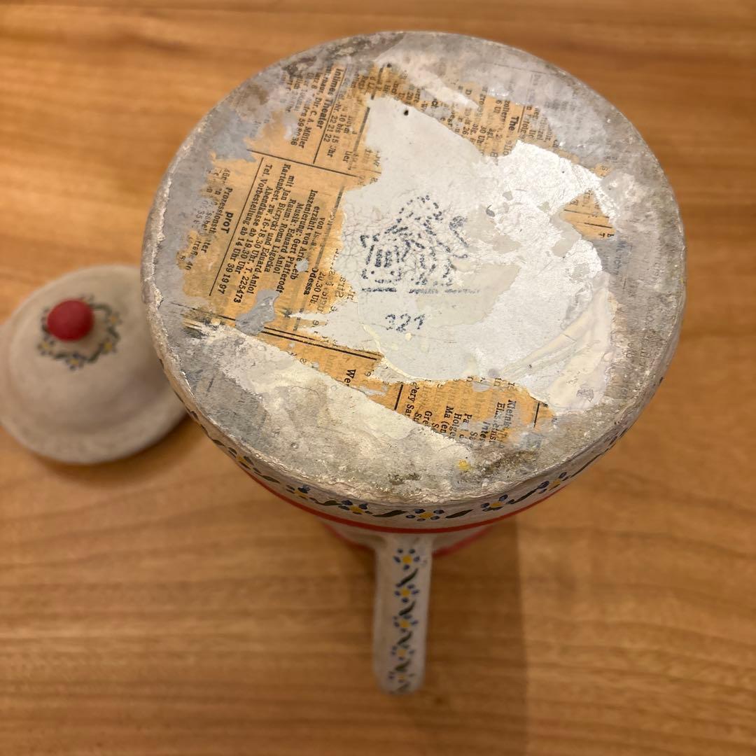 アンティーク　ローズのペイントケトル