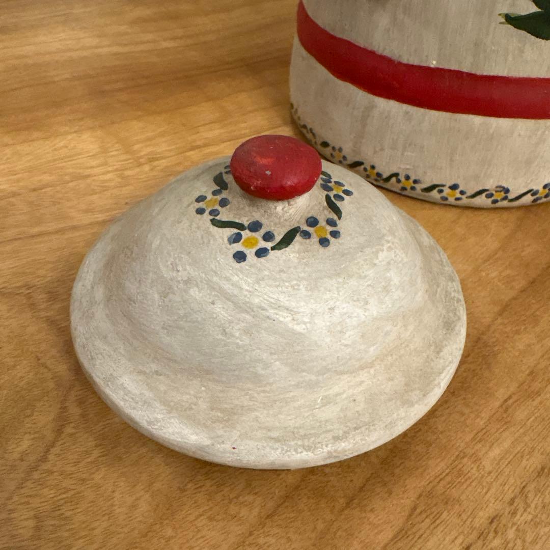 アンティーク　ローズのペイントケトル