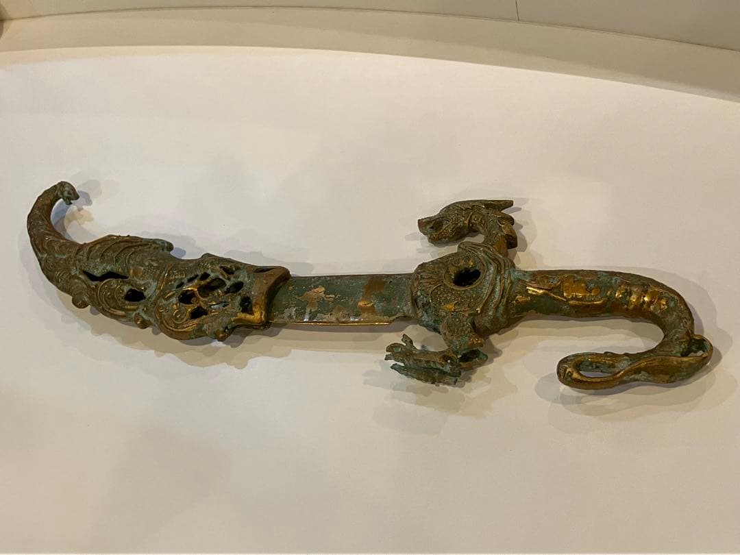 アンティーク刀剣　透彫鞘龍柄