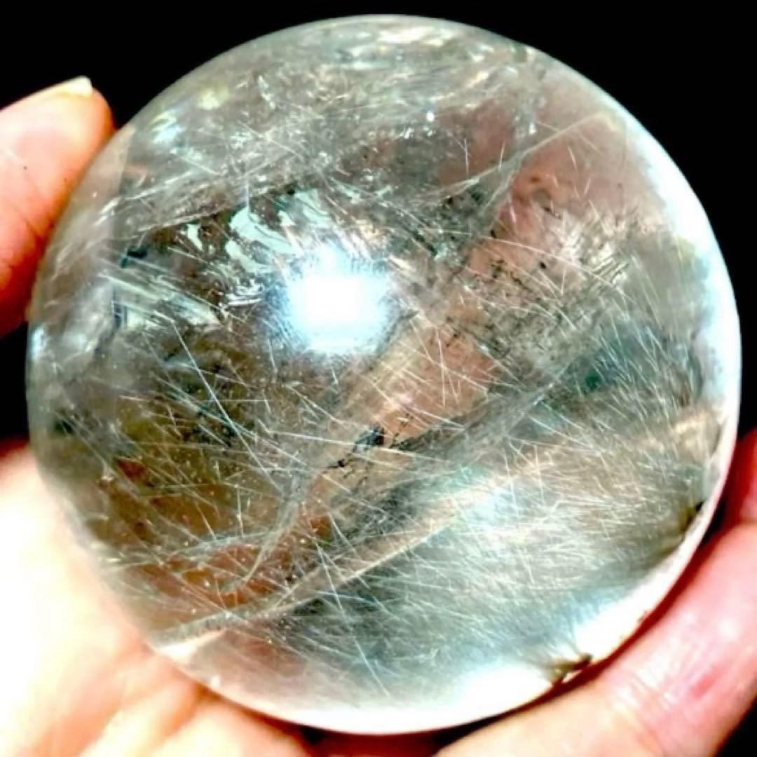 58mm ゴールドルチルクォーツ　丸玉　スフィア　金針水晶