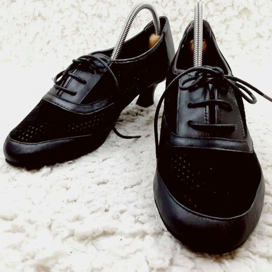 美品23.5㎝◎SUPADANCE 社交ダンスシューズ 黒 メッシュ 保存袋付き