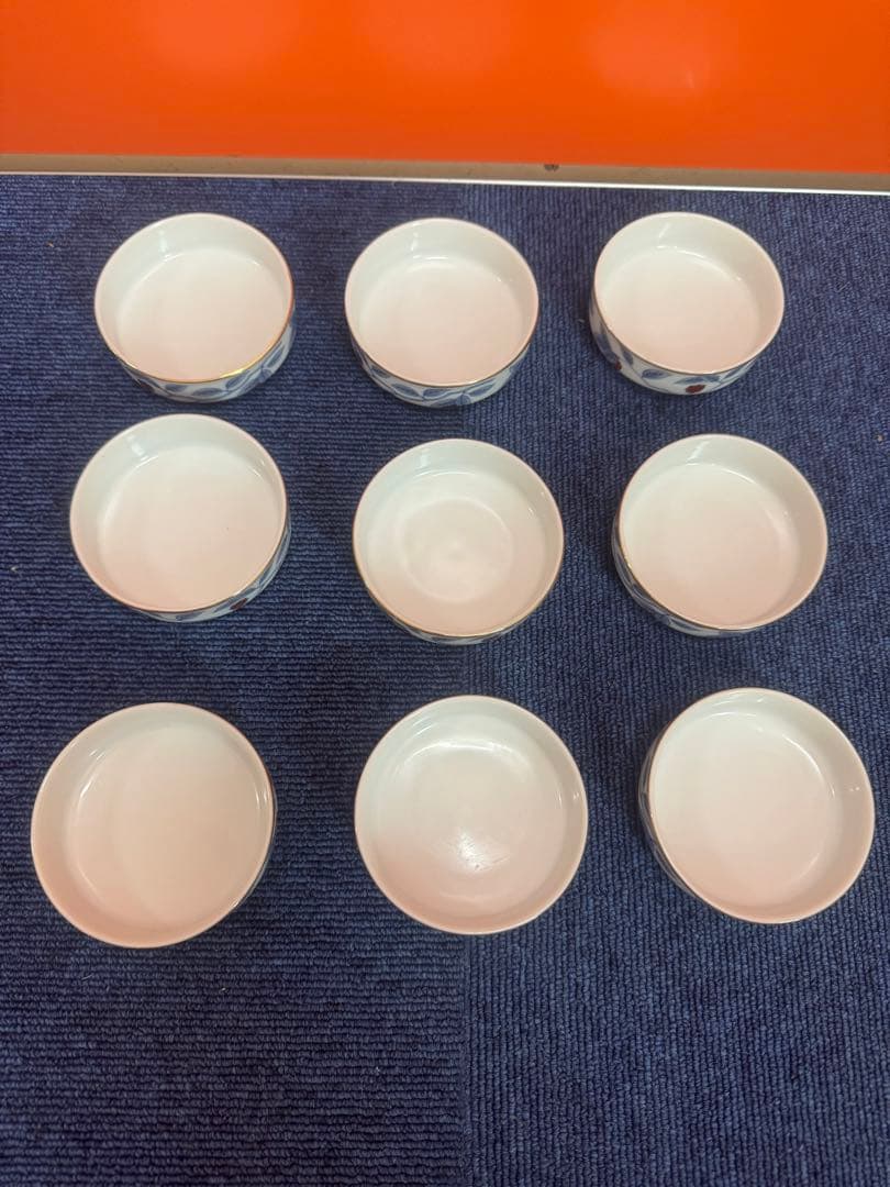 1698 深川製磁　果実文　小皿　9客　8cm 金彩