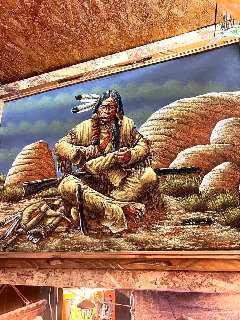 1970年代　廃盤　サンチェス　絵画 アンティーク　インディアン　ベルベット