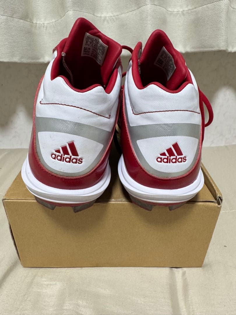 【美品】アディダス 野球 樹脂底 ポイントスパイク ミッドカット