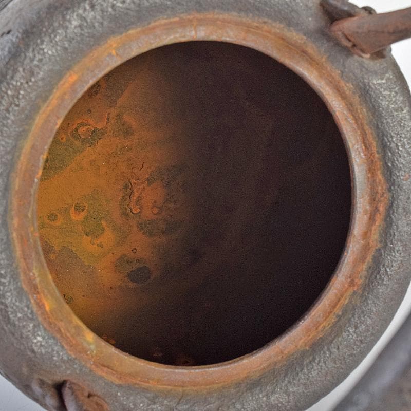 煎茶道具　南部鉄器　金澤雀州造　薄文　筒形　鉄瓶　鉄壷　D　R7726