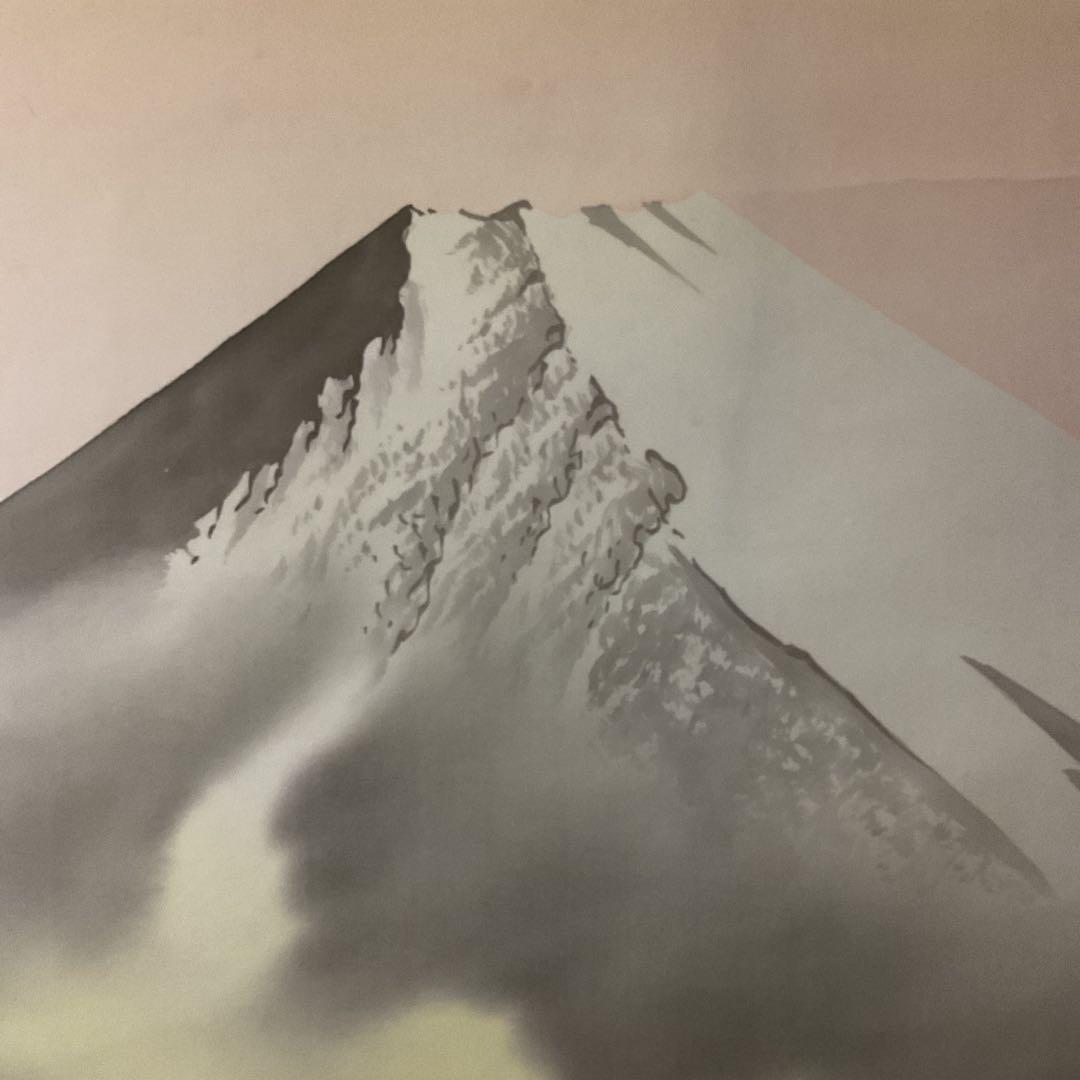 松泉筆 絹本彩色山水図 肉筆画 落款印譜在 桐箱 タトウ箱付