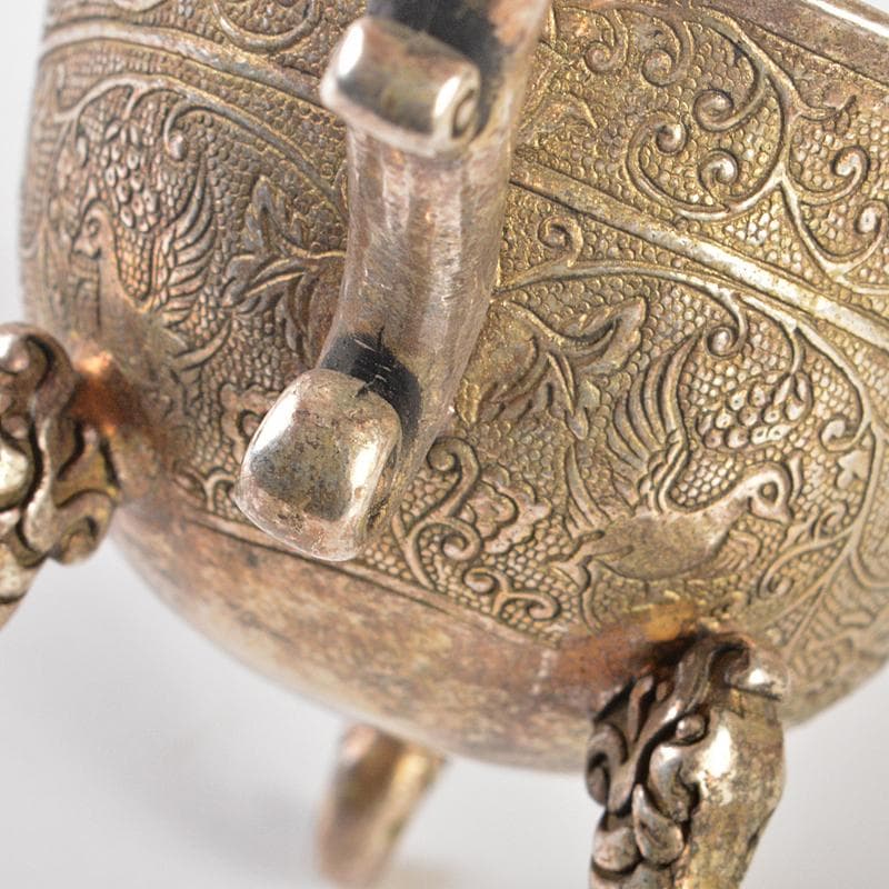 中国　白銅　唐草神獣文　爵　C　R6526E