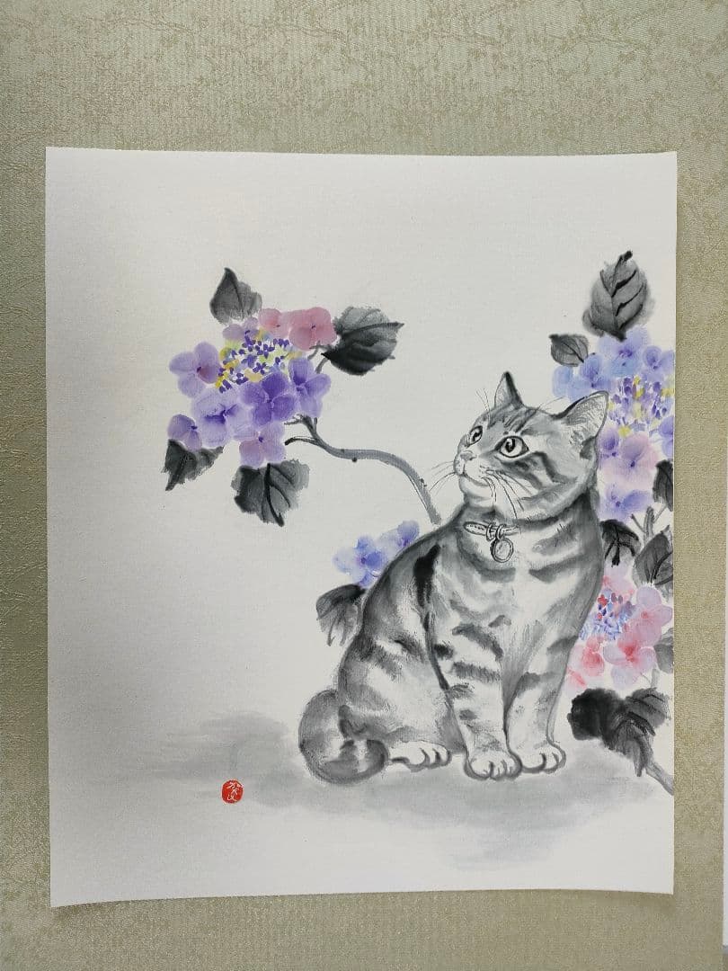 専用　水墨画　猫の絵