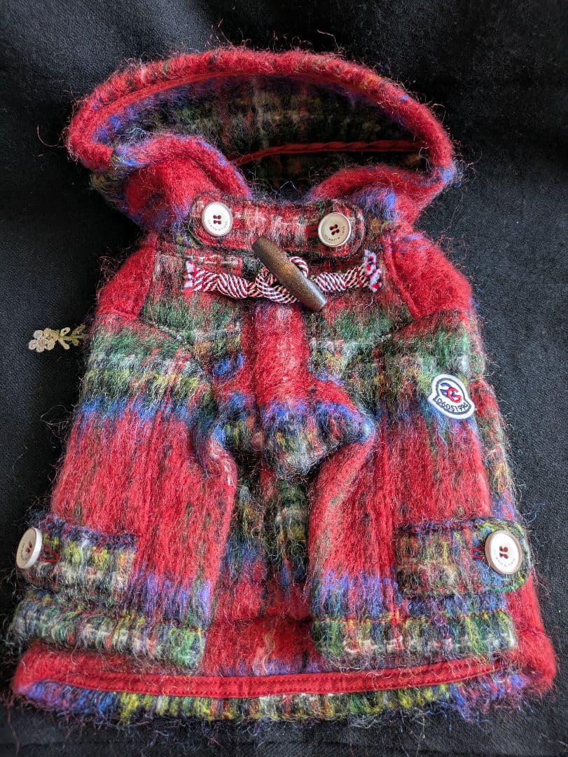 アトリエgg　ダッフルコート フード付き 赤・緑・青チェック