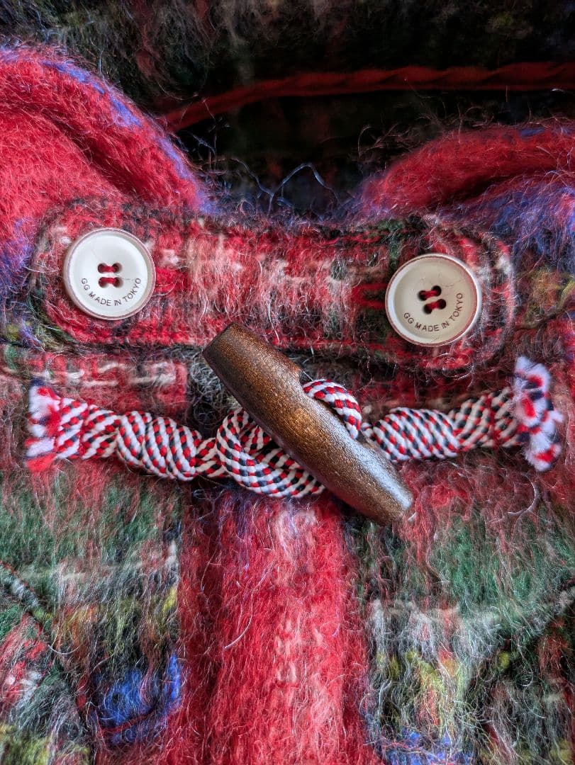 アトリエgg　ダッフルコート フード付き 赤・緑・青チェック