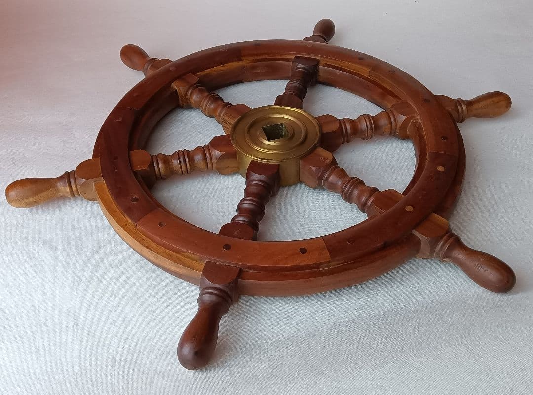 木製 舵輪 インテリア装飾 径約62cm
