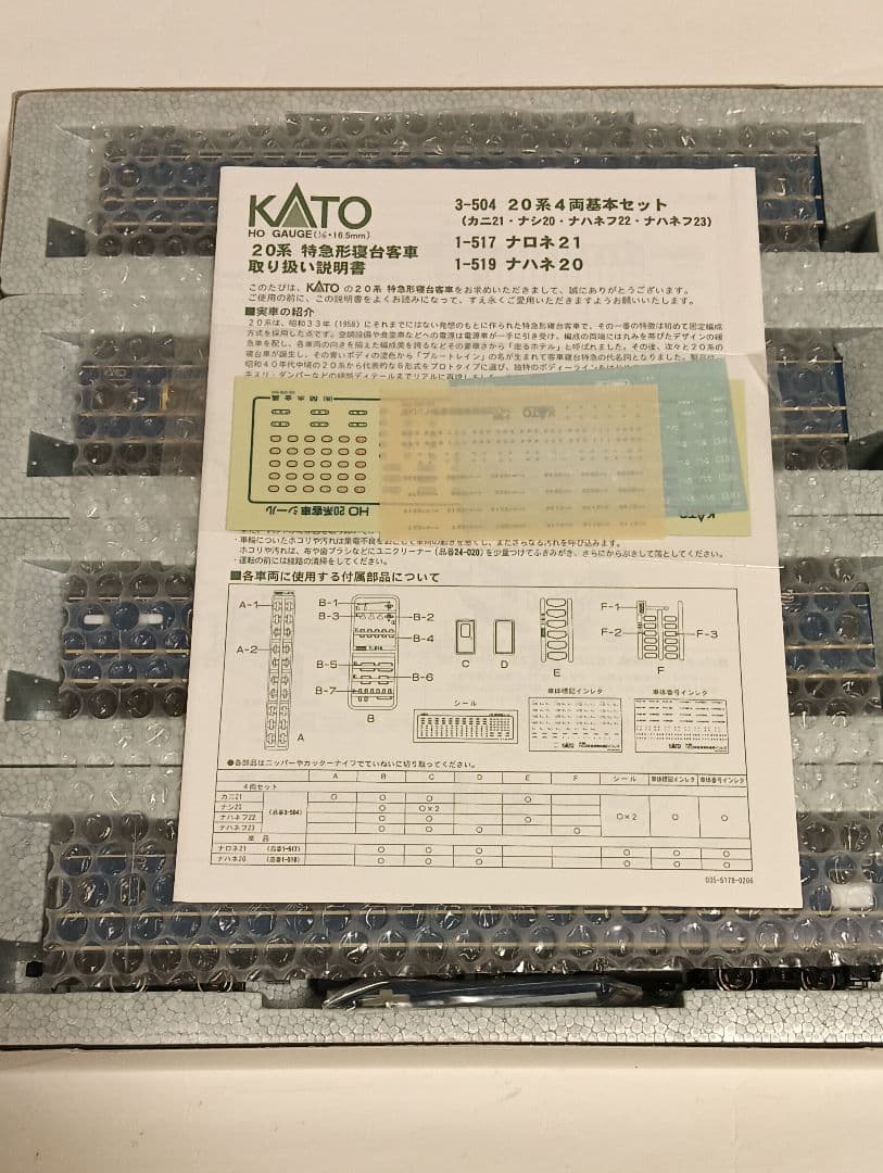 HOゲージ KATO 20系特急形寝台客車、4両セット
