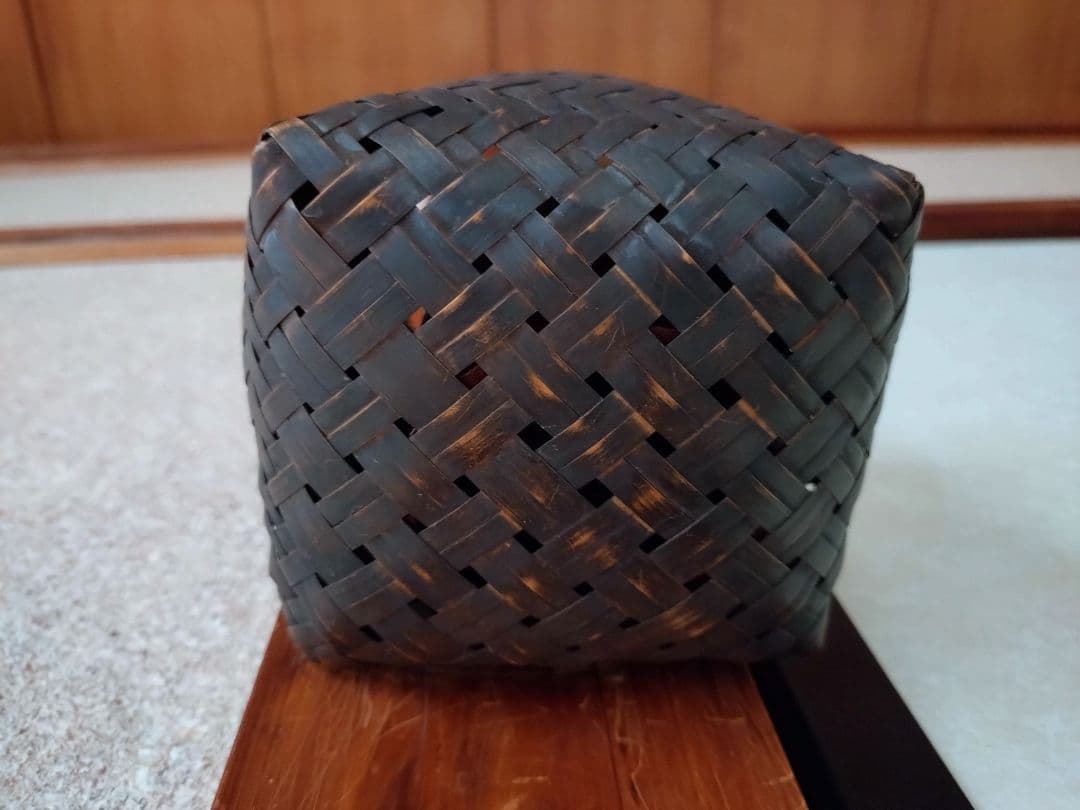 1 竹組篭　茶道具 唐物 篭 籠 掛花入 安藤竹良斎　共箱