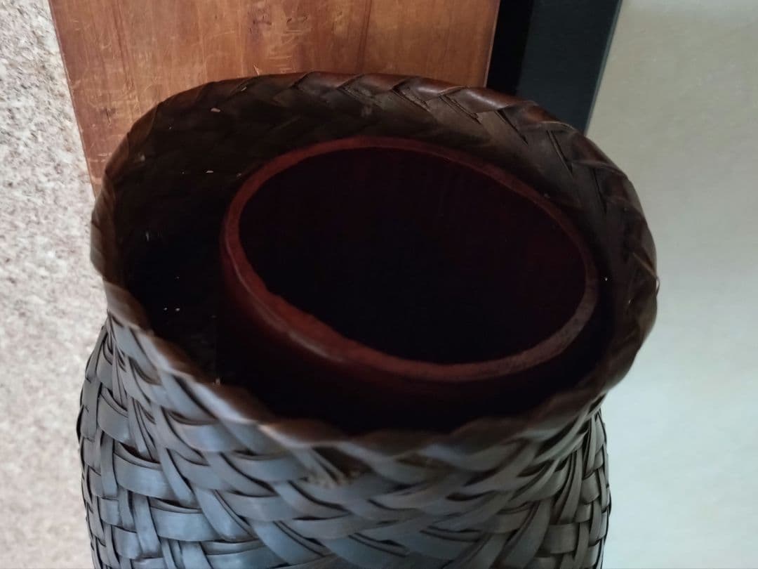 1 竹組篭　茶道具 唐物 篭 籠 掛花入 安藤竹良斎　共箱