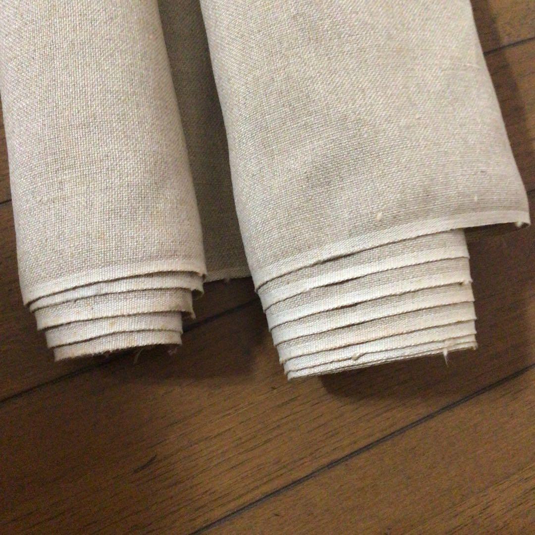 絵画用ロールキャンバス　麻100 % 未加工　幅115cmx496cm耳付　厚い