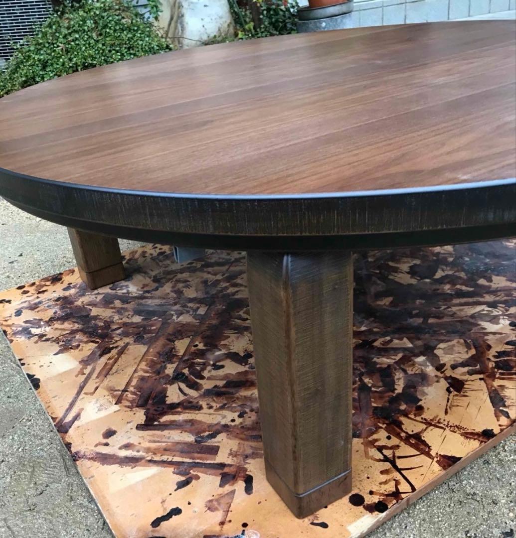 ブラウン木製円形座卓