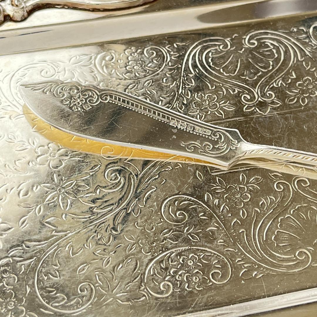 【James Dixon】 【純銀】透かしのバターナイフ 1911年