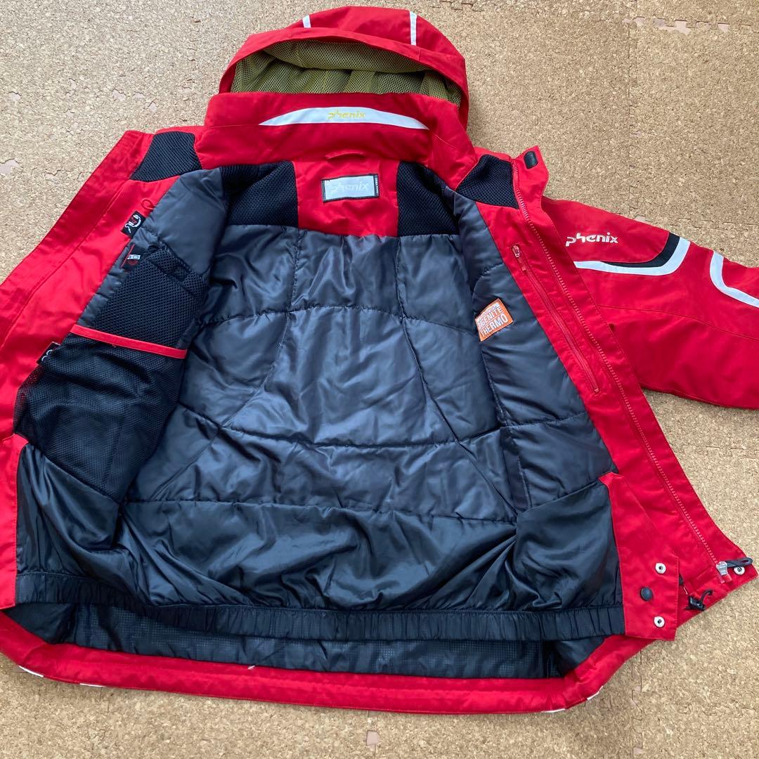 【美品】フェニックスphenixスキーウェア ダウンジャケット上下Sメンズ赤×黒