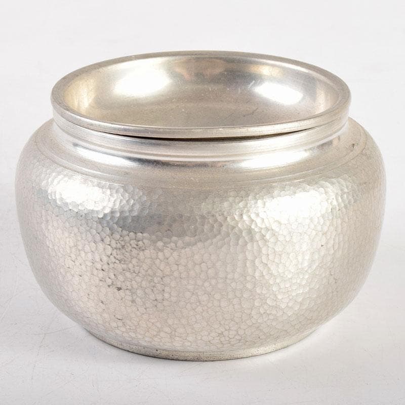 煎茶道具　継山造　本錫　鎚目　茶こぼし　建水　約242g　M　R4948