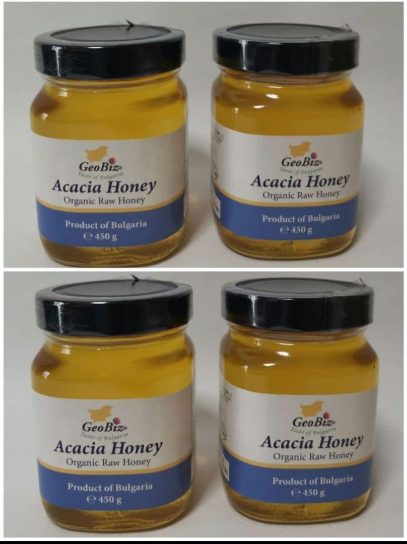 1.800g【輸入者直売】450g4瓶生オーガニックアカシアはちみつブルガリア産