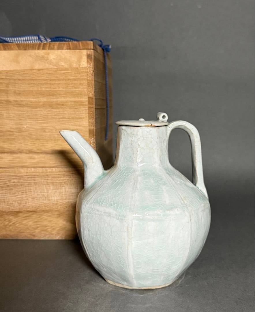 影青　水注　蓋付　中国美術　共箱