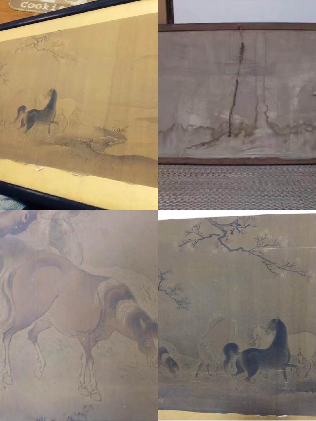 絹本 馬図 扁額 清時代 中国美術