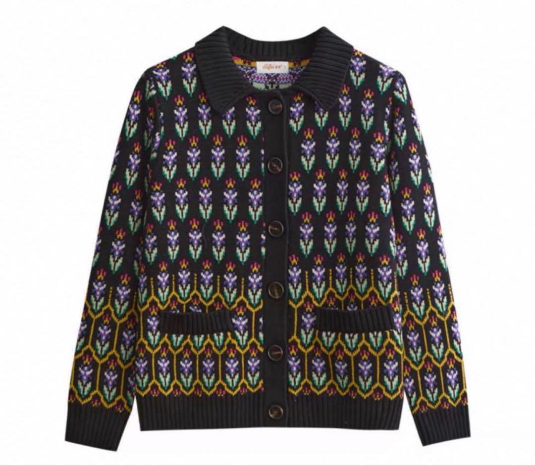 ジヨン GD G-DRAGON ジードラゴン 花柄ジャカードニットカーディガン