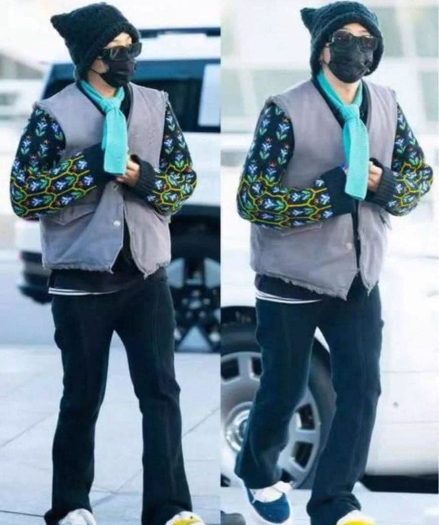 ジヨン GD G-DRAGON ジードラゴン 花柄ジャカードニットカーディガン