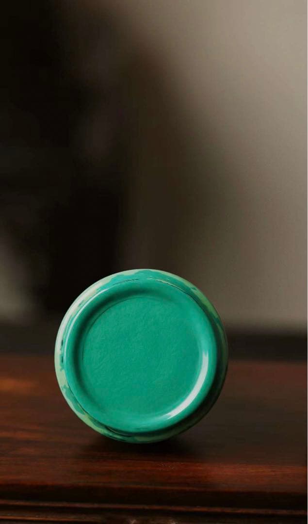 「京都小売店」工芸品　花瓶　壺　飾り　緑　漆芸　和