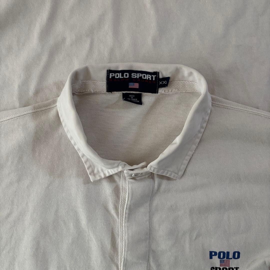 90s POLO SPORT ラガーシャツ XXLバックプリント　アイボリー